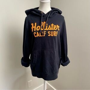 Y2K Hollister Spellout Hoodie Black and Orange Size Large